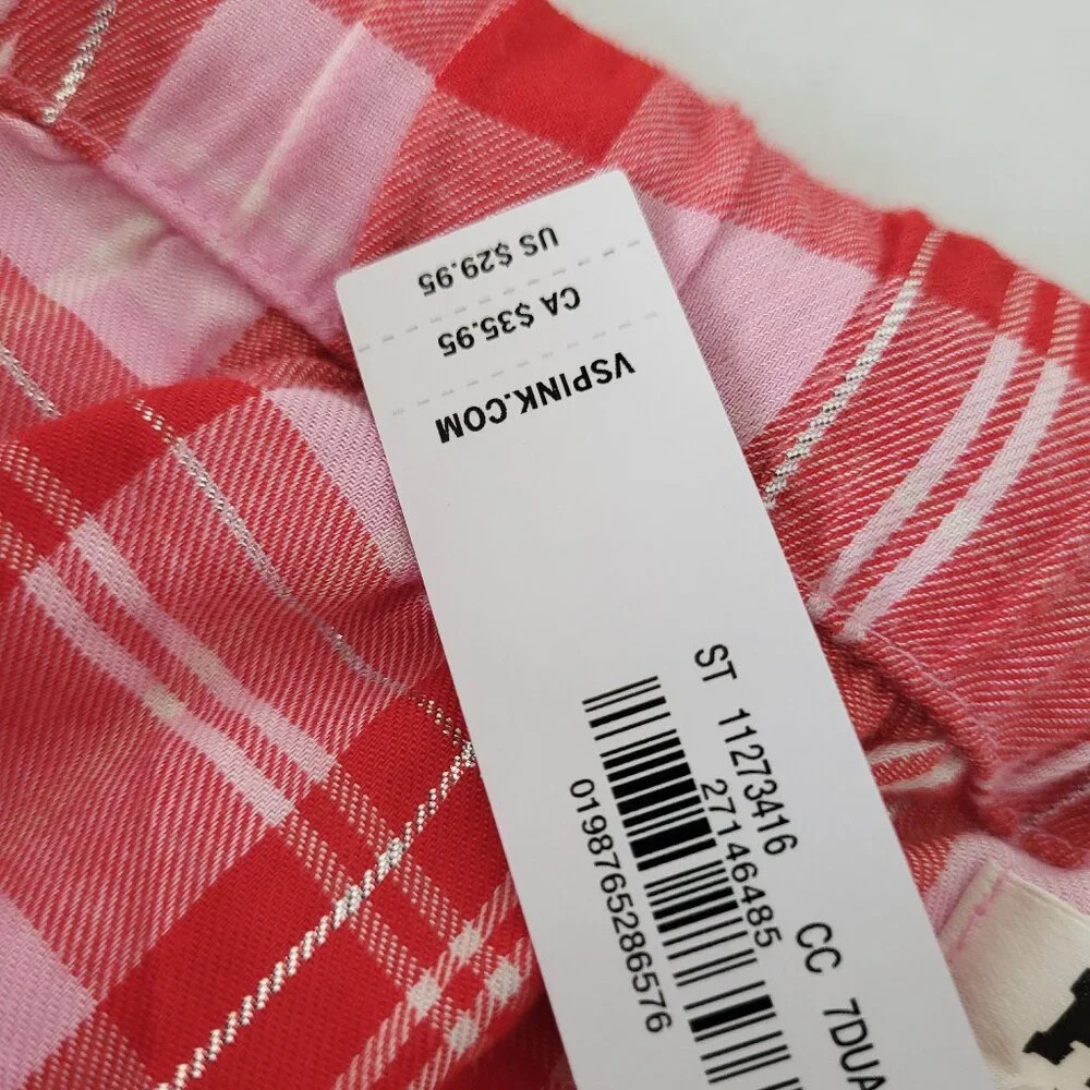 PINK by Victoria's Secret Pink & Red Plaid Ruffle Lounge Shorts Large - Picture 5 of 9